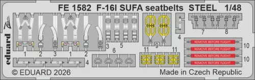 Eduard - F-16I SUFA seatbelts STEEL for Great Wall Hobby