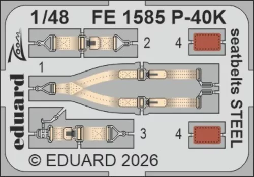 Eduard - P-40K seatbelts STEEL for Eduard