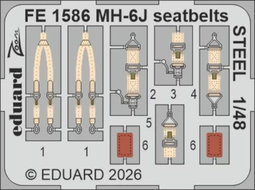 Eduard - MH-6J seatbelts STEEL for ICM