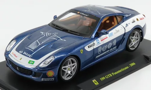 Edicola - FERRARI 599 GTB FIORANO - PANAMERICANA 20.000 Km 2006 - CON VETRINA - WITH SHOWCASE BLUE