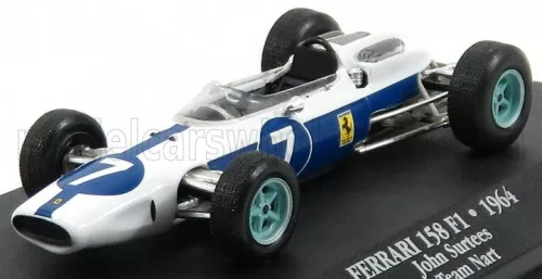 Edicola - FERRARI F1 158 TEAM N.A.R.T. NORTH AMERICAN RACING N 7 TEAM WORLD CHAMPION SEASON 1964 JOHN SURTEES WHITE BLUE