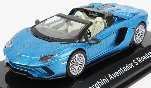 Edicola - LAMBORGHINI AVENTADOR S ROADSTER 2017 - CON VETRINA - WITH SHOWCASE BLUE MET