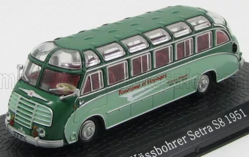 Edicola - SETRA KASSBOHRER S8 AUTOBUS TOURISME ET VOYAGES 1951 - DAMAGE DISPLAY BOX 2 TONE GREEN