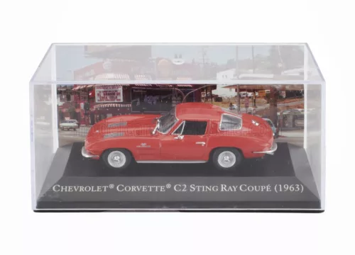 Edicola - CHEVROLET CORVETTE STINGRAY C2 COUPE 1963 - CON VETRINA - WITH SHOWCASE RED