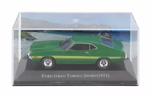 Edicola - FORD USA GRAN TORINO SPORT COUPE 1972 - CON VETRINA - WITH SHOWCASE GREEN YELLOW