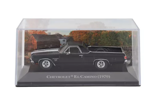Edicola - CHEVROLET EL CAMINO PICK-UP 1970 - CON VETRINA - WITH SHOWCASE BLACK WHITE