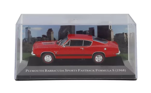 Edicola - PLYMOUTH BARRACUDA SPORTS FASTBACK 1969 - CON VETRINA - WITH SHOWCASE RED