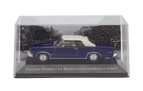 Edicola - PONTIAC TEMPEST LE MANS GTO CABRIOLET CLOSED 1965 - CON VETRINA - WITH SHOWCASE BLUE BEIGE