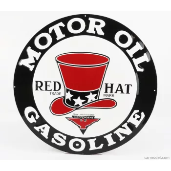   Edicola - Accessories Metal Round Plate - Red Hat Gasoline White Black Red