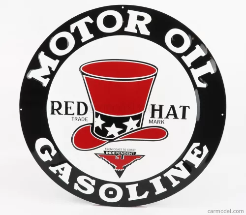 Edicola - Accessories Metal Round Plate - Red Hat Gasoline White Black Red