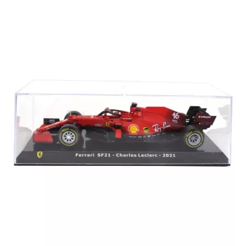   Edicola - FERRARI F1 SF21  TEAM SCUDERIA FERRARI MISSION WINNOW N 16 SEASON 2021 CHARLES LECLERC - CON VETRINA - WITH SHOWCASE RED
