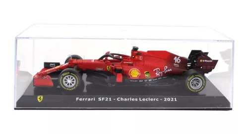Edicola - FERRARI F1 SF21  TEAM SCUDERIA FERRARI MISSION WINNOW N 16 SEASON 2021 CHARLES LECLERC - CON VETRINA - WITH SHOWCASE RED