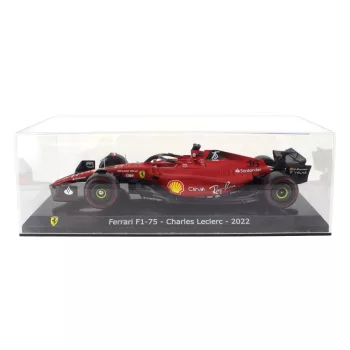   Edicola - FERRARI F1-75 SCUDERIA FERRARI N 16 SEASON 2022 CHARLES LECLERC - CON VETRINA - WITH SHOWCASE RED BLACK