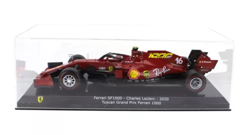 Edicola - FERRARI F1 SF1000 TEAM SCUDERIA FERRARI N 16 8th TOSCANA GP MUGELLO 1000th GP FERRARI F1 2020 CHARLES LECLERC - CON VETRINA - WITH SHOWCASE MUGELLO RED