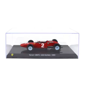   Edicola - FERRARI F1  158 N 2 WORLD CHAMPION SEASON 1964 JOHN SURTEES - CON VETRINA - WITH SHOWCASE RED