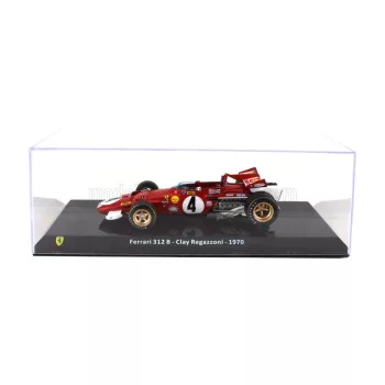   Edicola - FERRARI F1  312B N 4 SEASON 1970 CLAY REGAZZONI - CON VETRINA - WITH SHOWCASE RED WHITE