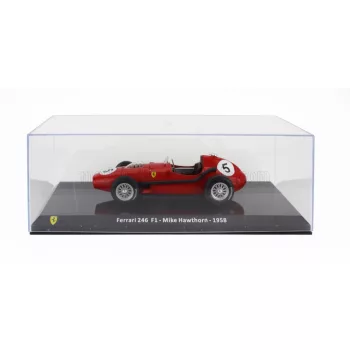   Edicola - FERRARI F1 DINO 246 N 5 WORLD CHAMPION 1958 MIKE HAWTHORN - CON VETRINA - WITH SHOWCASE RED