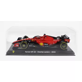   Edicola - FERRARI F1  SF-23 TEAM SCUDERIA FERRARI N 16 SEASON 2023 CHARLES LECLERC - CON VETRINA - WITH SHOWCASE RED BLACK YELLOW