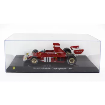   Edicola - FERRARI F1  312 B3-74 N 11 SEASON 1974 CLAY REGAZZONI - CON VETRINA - WITH SHOWCASE RED WHITE