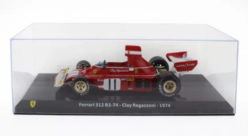 Edicola - FERRARI F1  312 B3-74 N 11 SEASON 1974 CLAY REGAZZONI - CON VETRINA - WITH SHOWCASE RED WHITE