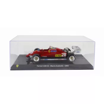   Edicola - FERRARI F1  126 C2 N 28 SEASON 1982 MARIO ANDRETTI - CON VETRINA - WITH SHOWCASE RED