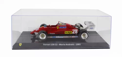 Edicola - FERRARI F1  126 C2 N 28 SEASON 1982 MARIO ANDRETTI - CON VETRINA - WITH SHOWCASE RED