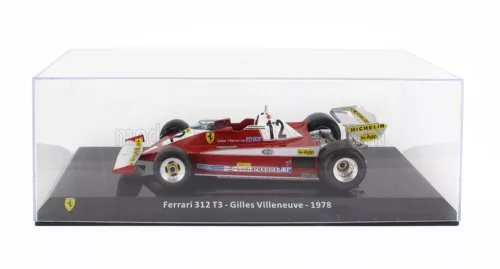 Edicola - FERRARI F1  312 T3 N 12 SEASON 1978 GILLES VILLENEUVE - CON VETRINA - WITH SHOWCASE RED WHITE