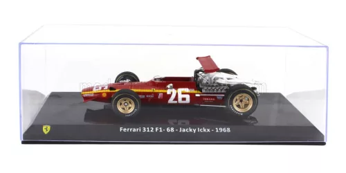 Edicola - FERRARI F1  312 F1-68 N 26 SEASON 1968 JACKY ICKX - CON VETRINA - WITH SHOWCASE RED WHITE