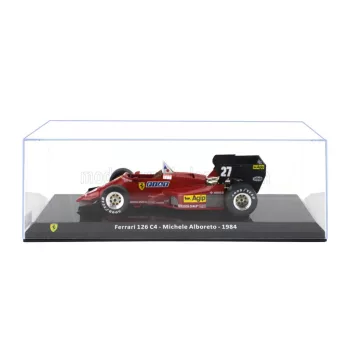   Edicola - FERRARI F1  126 C4 N 27 SEASON 1984 MICHELE ALBORETO - CON VETRINA - WITH SHOWCASE RED BLACK