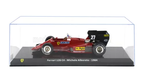 Edicola - FERRARI F1  126 C4 N 27 SEASON 1984 MICHELE ALBORETO - CON VETRINA - WITH SHOWCASE RED BLACK