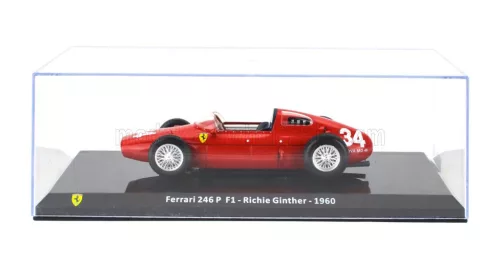 Edicola - FERRARI F1  246P N 34 SEASON 1960 RICHIE GINTHER - CON VETRINA - WITH SHOWCASE RED