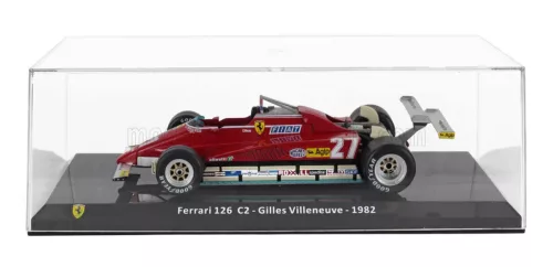 Edicola - FERRARI F1 126C2 N 27 SEASON 1982 GILLES VILLENEUVE - CON VETRINA - WITH SHOWCASE RED