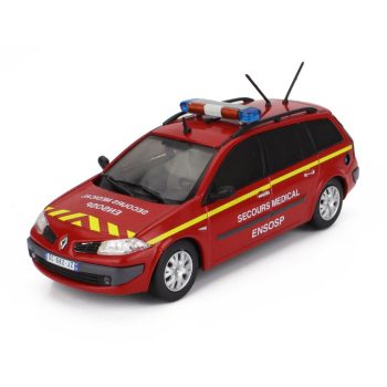   Edicola - RENAULT MEGANE BREAK SW STATION WAGON AMBULANCE FIRE ENGINE SECOURS MEDICAL ENSOSP 2006 RED YELLOW