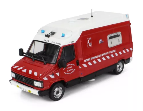 Edicola - PEUGEOT J5 MAXUM VAN FIRE ENGINE SECOURS D'URGENCE AUX ASPHYXIES ET BLESSES 1982 RED WHITE