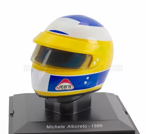 Edicola - HELMET F1 CASCO HELMET MICHELE ALBORETO TEAM SCUDERIA FERRARI SEFAC F SEASON 1986 YELLOW BLUE WHITE
