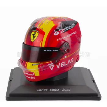   Edicola - HELMET F1 CASCO HELMET CARLOS SAINZ TEAM SCUDERIA FERRARI SF-25 4th SPAIN GP 2022 RED YELLOW BLACK