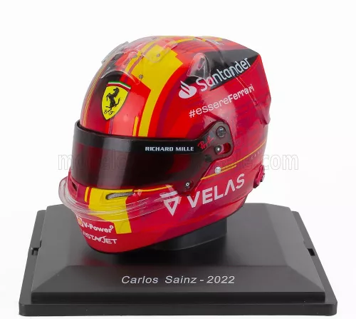 Edicola - HELMET F1 CASCO HELMET CARLOS SAINZ TEAM SCUDERIA FERRARI SF-25 4th SPAIN GP 2022 RED YELLOW BLACK