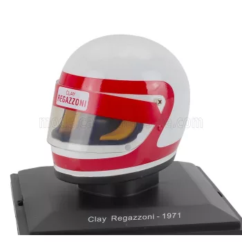   Edicola - HELMET F1 CASCO HELMET CLAY REGAZZONI TEAM SCUDERIA FERRARI SEFAC 312B2 SEASON 1971 WHITE RED