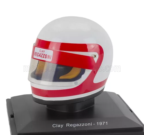 Edicola - HELMET F1 CASCO HELMET CLAY REGAZZONI TEAM SCUDERIA FERRARI SEFAC 312B2 SEASON 1971 WHITE RED