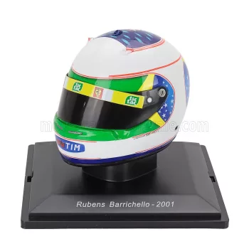   Edicola - HELMET F1 CASCO HELMET RUBENS BARRICHELLO TEAM FERRARI F2001 SEASON 2001 WHITE GREEN