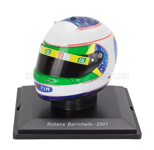 Edicola - HELMET F1 CASCO HELMET RUBENS BARRICHELLO TEAM FERRARI F2001 SEASON 2001 WHITE GREEN
