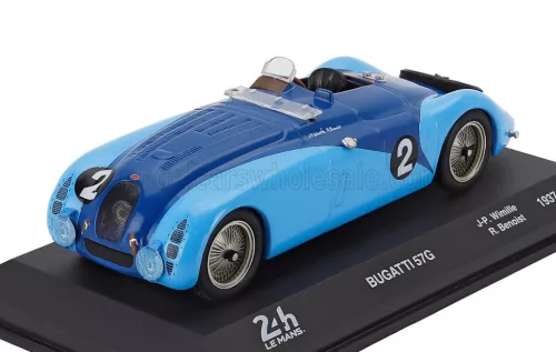 Edicola - BUGATTI TYPE 57G 3.3L TEAM ROGER LABRIC N 2 WINNER 24h LE MANS 1937 JEAN PIERRE WIMILLE - ROBERT BENOIST 2 TONE BLUE