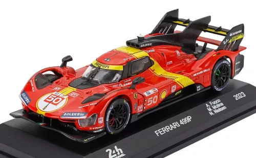 Edicola - FERRARI 499P 3.0L TURBO V6 TEAM FERRARI AF CORSE N 50 5th 24h LE MANS (POLE POSITION) 2023 ANTONIO FUOCO - MIGUEL MOLINA - NICKLAS NIELSEN RED YELLOW BLACK