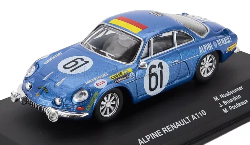 Edicola - RENAULT ALPINE A110 GORDINI TEAM ECURIE LEOPARD N 61 24h LE MANS 1968 JACQUES BOURDON - MAURICE NUSSBAUMER - MICHEL POUTEAUX BLUE MET