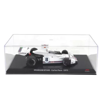   Edicola - BRABHAM F1  BT44B TEAM MARTINI RACING N 8 SEASON 1975 CARLOS PACE - CON VETRINA - WITH SHOWCASE WHITE
