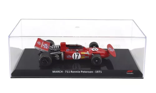 Edicola - MARCH F1  711 TEAM STP N 17 SEASON 1971 RONNIE PETERSON - CON VETRINA - WITH SHOWCASE RED