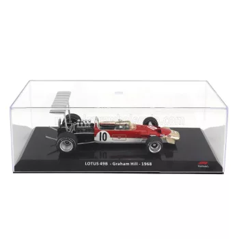   Edicola - LOTUS F1  TYPE 49B N 10 WORLD CHAMPION SEASON 1968 GRAHAM HILL - CON VETRINA - WITH SHOWCASE RED WHITE GOLD