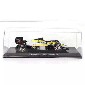   Edicola - RENAULT F1  RE60 N 15 SEASON 1985 PATRICK TAMBAY - CON VETRINA - WITH SHOWCASE BLACK YELLOW WHITE