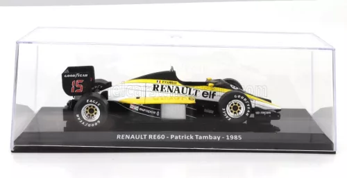 Edicola - RENAULT F1  RE60 N 15 SEASON 1985 PATRICK TAMBAY - CON VETRINA - WITH SHOWCASE BLACK YELLOW WHITE