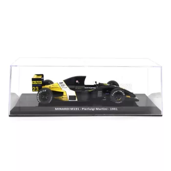   Edicola - MINARDI F1  M191 FORD N 23 SEASON 1991 PIERLUIGI MARTINI - CON VETRINA - WITH SHOWCASE YELLOW BLACK WHITE